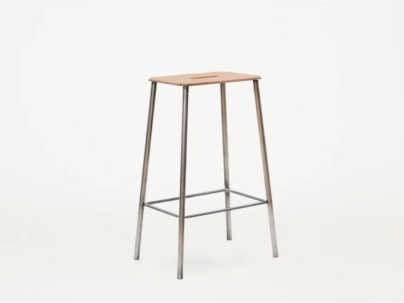 frama adam stool natural leather raw steel  