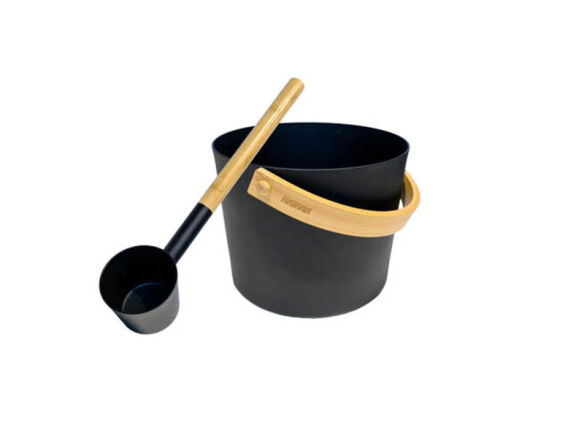 harvia pail ladle set steel black   1 584x438