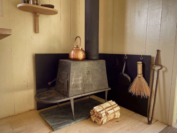 wood stove mjolk shepherds hut interior ontario canada 5  